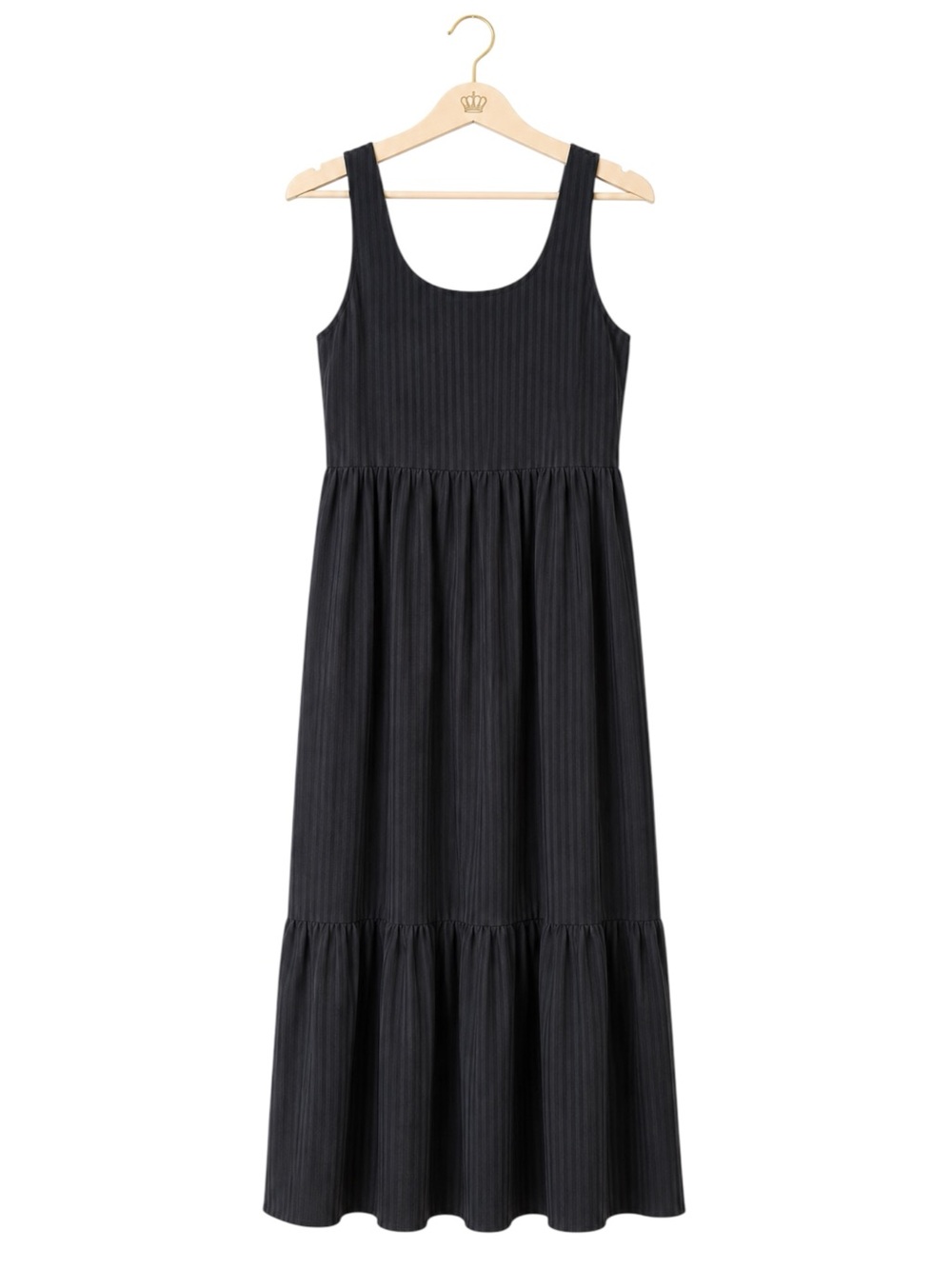 J.Jill Black Striped Tiered Midi‎ Dress XS Cotton Prairie Cottagecore